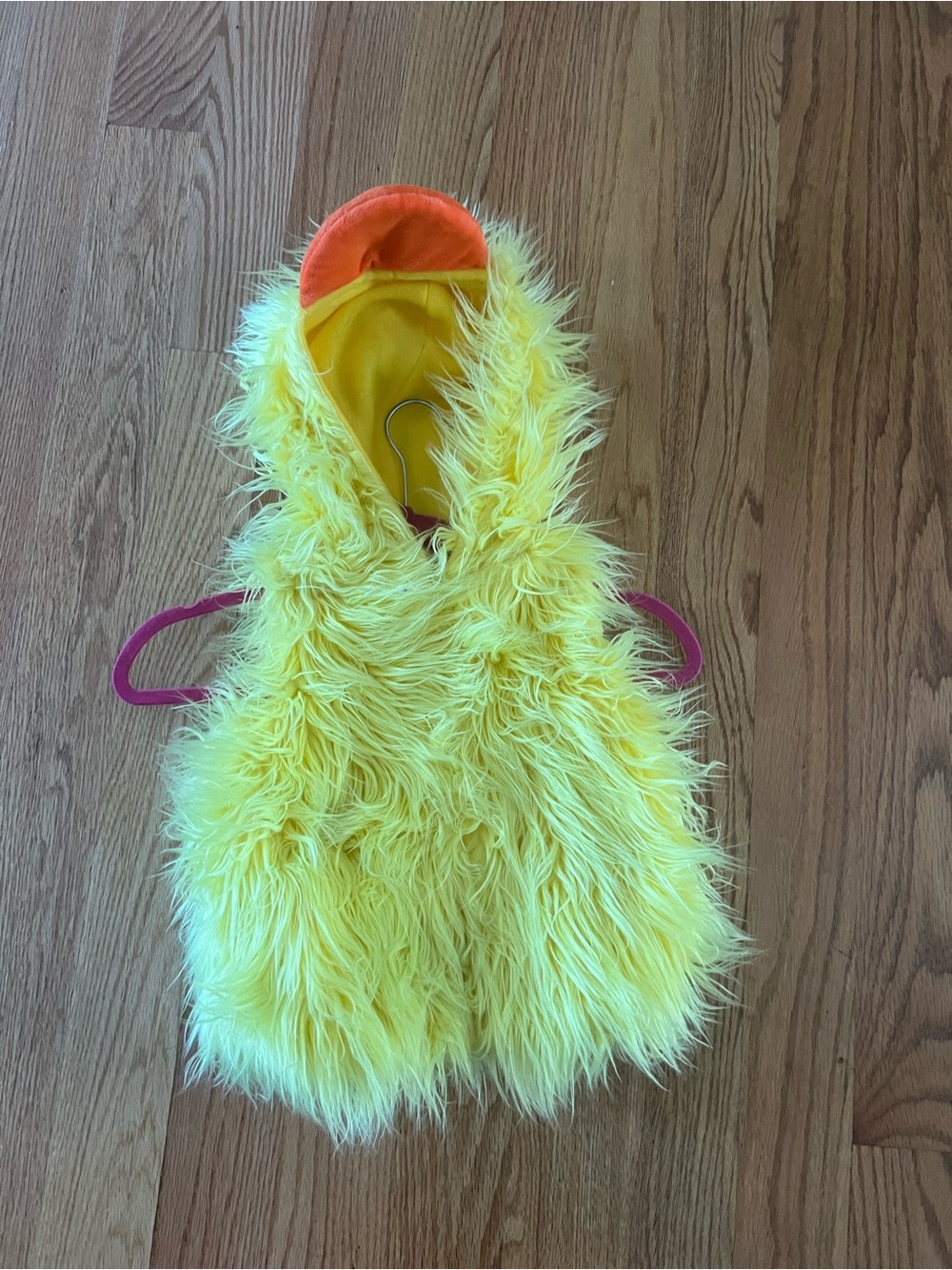 Kids costume 2T Yellow Duck Fuzzy Hooded Vest with Orange beak